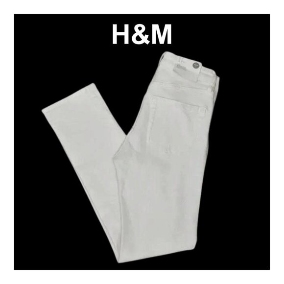 NWT H&M Ivory slim regular waist cropped skinny jeans - Picture 1 of 10
